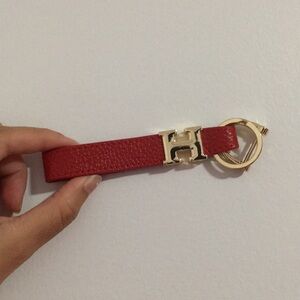 Red H with Gold Hardware Keyring Keychain Plus Mini Black Screwdriver